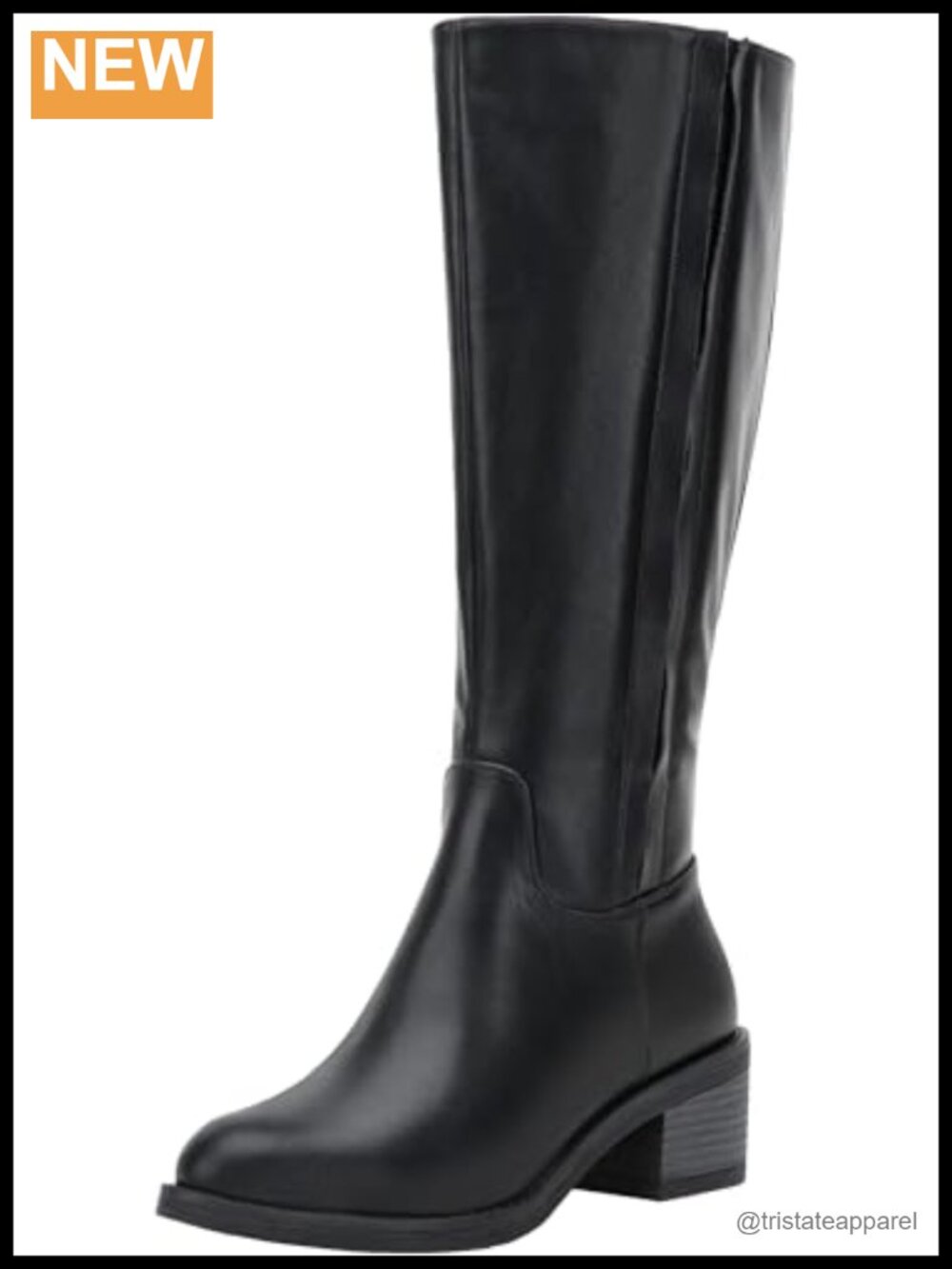 Women's Knee High Faux Leather Boots with Side Elastic Band